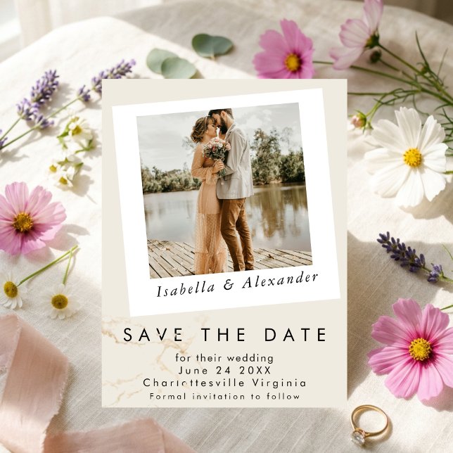 Einfach Modern Romantisch Foto Wildblume Botanisch Save The Date (Von Creator hochgeladen)
