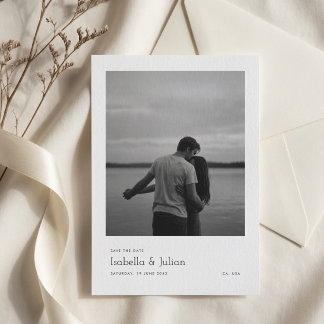 Einfach Modern Schwarz & Weiß Ein Foto Hochzeit Save The Date