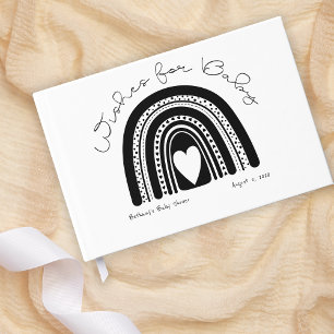 Einfach Modern Schwarz Weiß Regenbogen Babyparty Gästebuch
