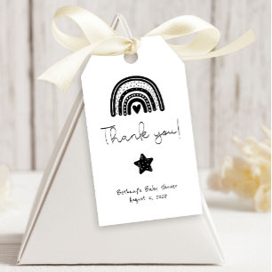 Einfach Modern Schwarz Weiß Regenbogen Babyparty Geschenkanhänger