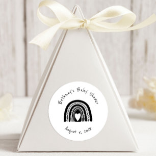 Einfach Modern Schwarz Weiß Regenbogen Babyparty Runder Aufkleber