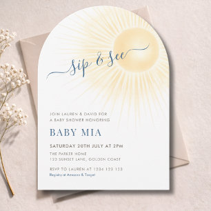Einfach Modern Sunshine Sip & See Neutral Einladung