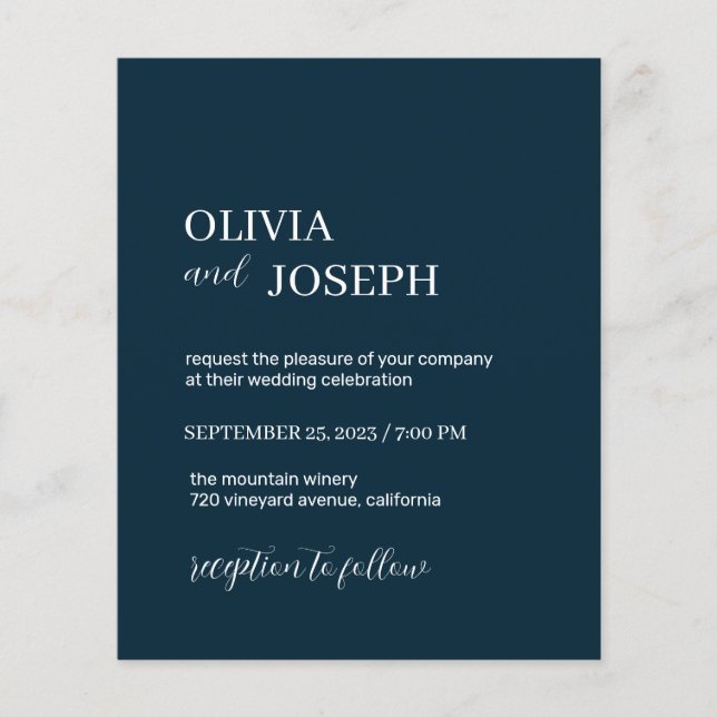 Einfach modern und Minimalistisch | Blue Wedding Flyer (Vorne)