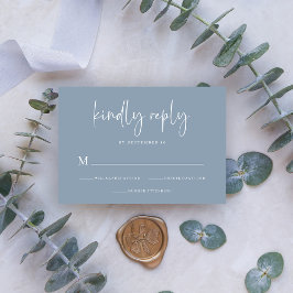 Einfach modern und Minimalistisch | Dusty Blue Wed RSVP Karte