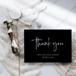 Einfach, modern und Minimalistisch | Hochzeit Dankeskarte<br><div class="desc">Diese eleganten,  dunkelschwarzen Hochzeitskarten sind einfach und minimalistisch aber sehr stilvoll dank der modernen weißen handgeschriebenen Skript,  das "danke" sagt,  und die saubere Anordnung. Der Rücken ist leer und weiß,  sodass Sie eine persönliche Nachricht schreiben können.</div>