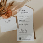 Einfach modern und Minimalistisch | HochzeitQR-Cod All In One Einladung<br><div class="desc">Diese eleganten,  schwarz-weißen Hochzeitsfeiern sind einfach und minimalistisch,  aber aufgrund der modernen handgeschriebenen Schrift und des sauberen Layouts sehr stilvoll. Eine abnehmbare rsvp-Karte ist im Lieferumfang enthalten,  die sowohl als Kombinationskode dient,  die Ihr Gast zurückgeben kann,  als auch als QR-Code für diejenigen,  die lieber online uAwg möchten.</div>