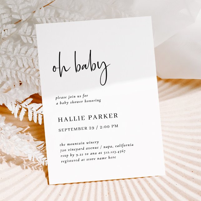 Einfach modern und Minimalistisch | Oh Baby Shower Einladung (Von Creator hochgeladen)