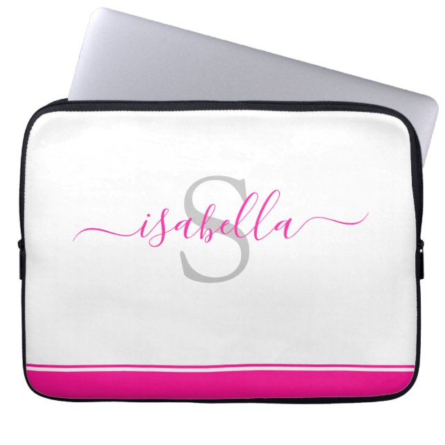 Einfach, modern und Mit Monogramm elegant. Laptopschutzhülle (Vorderseite)