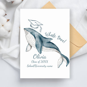 Einfach Modern Wal Fertig Weiß Blau Grad Party Einladung