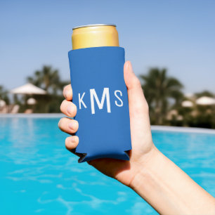 Einfach Modern Weiße Monogramm Saphirblau Selters Dosenkühler