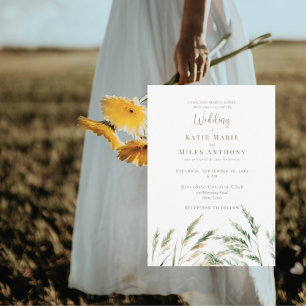 Einfach Moderne Boho-Aquarell-Gras-Hochzeit  Einladung
