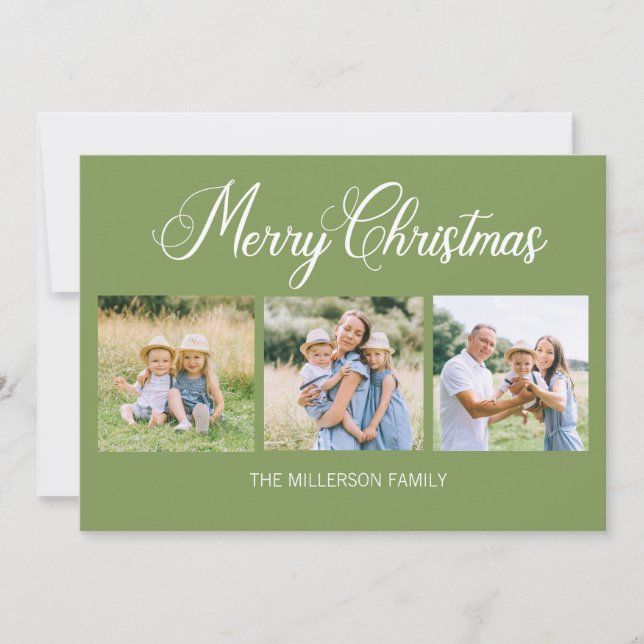 Einfach moderne frohe Weihnachten 3 Foto Grün (Vorderseite)