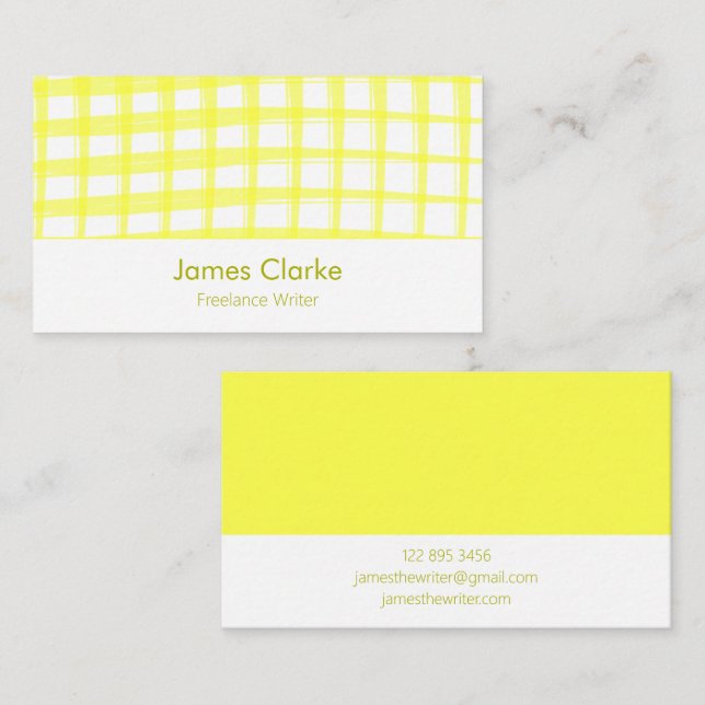 Einfach moderne gelbe Lattice Design Business Card Visitenkarte (Vorne/Hinten)