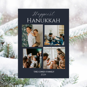 Einfach moderne Hanukkah Elegant 4 Foto Feiertagskarte