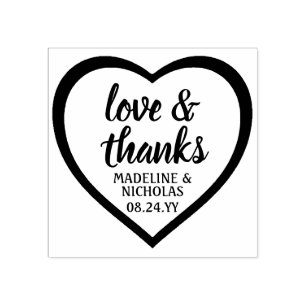 Einfach Moderne Herz Liebe & Dank Hochzeit Gummistempel