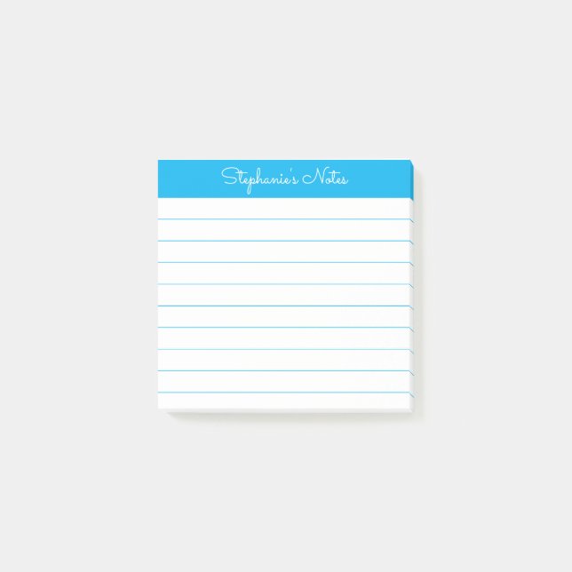 Einfach moderne himmelblaue personalisierte Notize Post-it Klebezettel (Vorderseite)