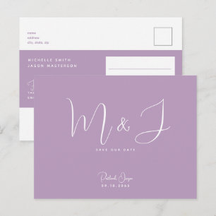 Einfach Moderne Lila Hochzeit - Heiratsdatum vorme Postkarte