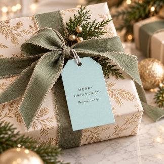 Einfach moderne minimalistische hellblaue Weihnach Geschenkanhänger