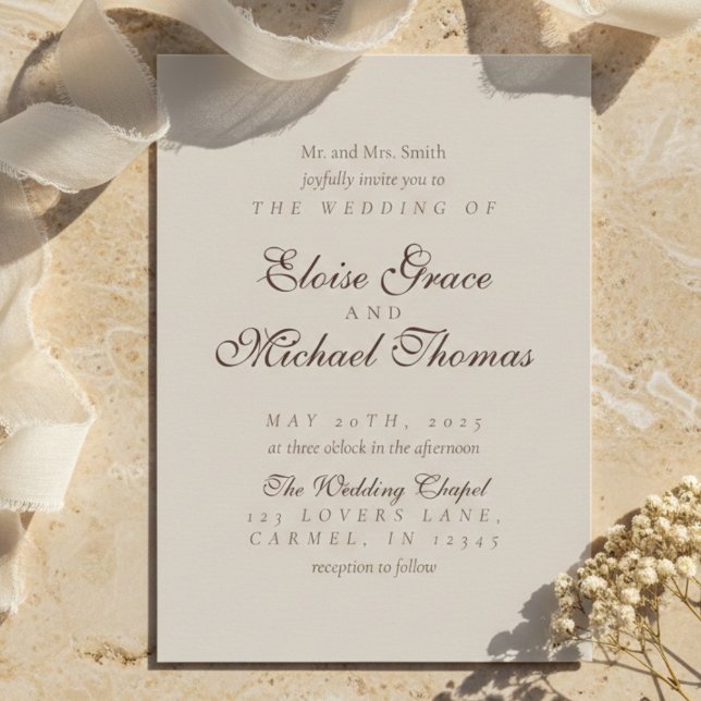 Einfach moderne Mousse-Braune Hochzeit Einladung (Simple Modern Mousse Brown Wedding Invitation
)