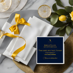 Einfach moderne Navy Blue und Gold Wedding Napkins Serviette