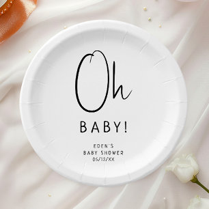 Einfach moderne Neutral Oh Baby! Babyparty Pappteller