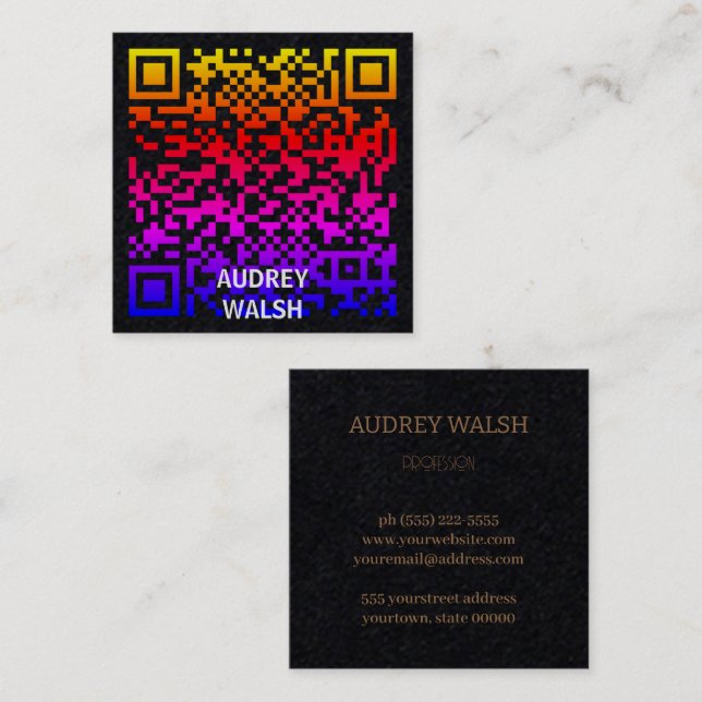 Einfach moderne Quar Code Square Business Card Quadratische Visitenkarte (Vorne/Hinten)