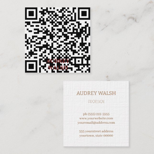 Einfach moderne Quar Code Square Business Card Quadratische Visitenkarte (Vorne/Hinten)
