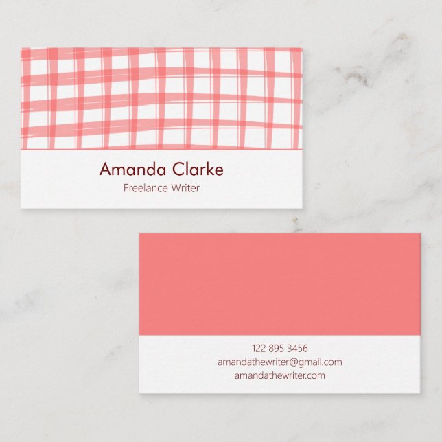 Einfach moderne Red Lattice Design Business Card Visitenkarte (Vorne/Hinten)