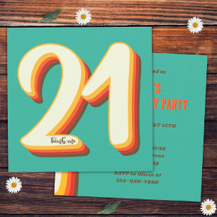 Einfach Moderne Retro Groovy 21. Geburtstag Einladung