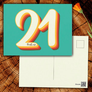Einfach Moderne Retro Groovy 21. Geburtstag Postkarte