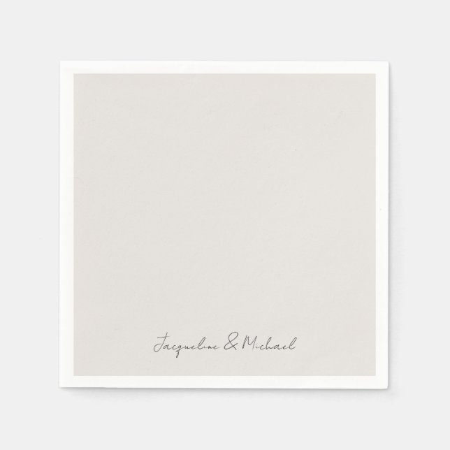 Einfach moderne Schrift Creme Hochzeitscocktail Serviette (Vorderseite)