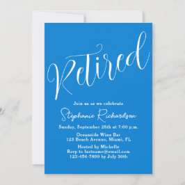 Einfach moderne Script Blue Retirement Einladung
