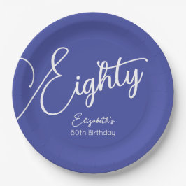 Einfach moderne Script Lavender 80. Geburtstagspar Pappteller