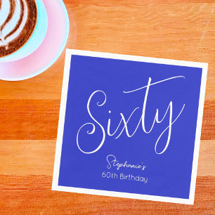 Einfach moderne Script Royal Blue 60. Geburtstag Serviette