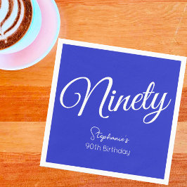 Einfach moderne Script Royal Blue 90. Geburtstag Serviette