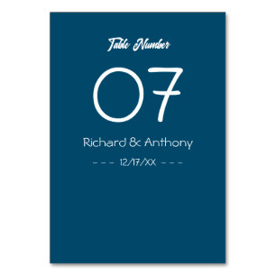 Einfach moderne, trendige Hochzeit Tischnummer