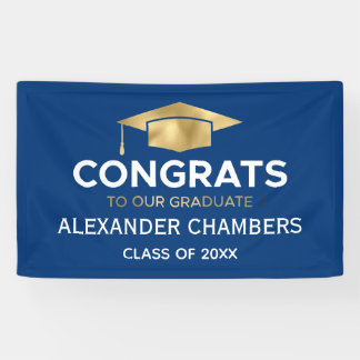 Einfach moderner Blue Gold Abschluss Banner