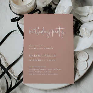 Einfach moderner Minimal Terracotta Birthday Par Einladung