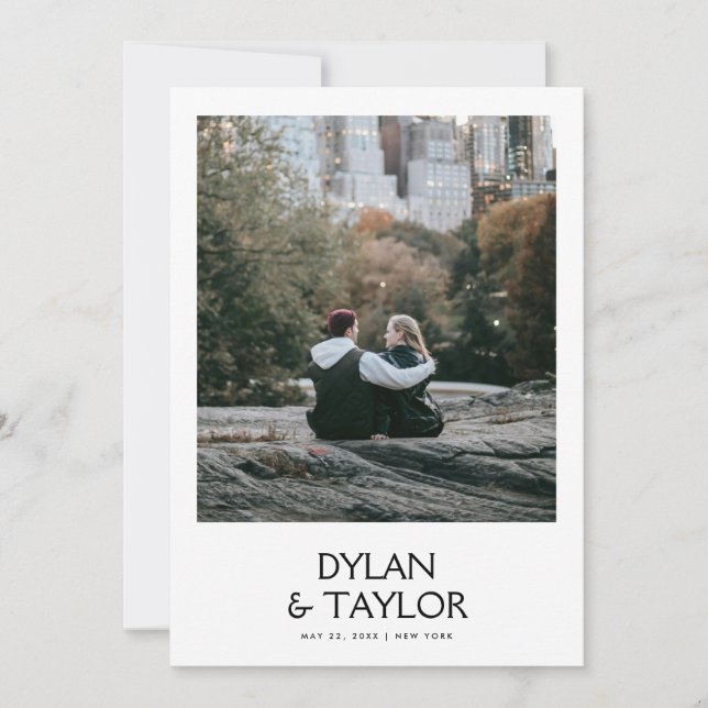 Einfach moderner Name Gerahmt 2-Foto Save The Date (Vorderseite)