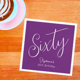 Einfach moderner Script Herbst Lila 60. Geburtstag Serviette