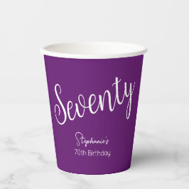 Einfach moderner Script Herbst Lila 70. Geburtstag Pappbecher