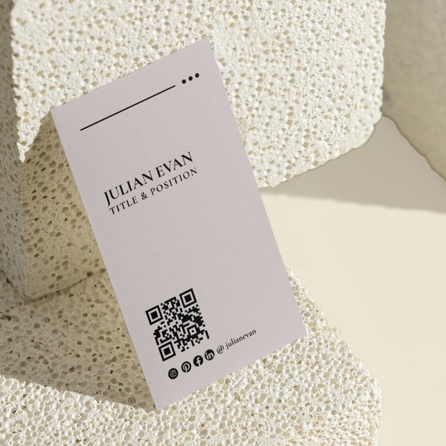 Einfach modernes LinkedIn QR-Code Beige Minimalist Visitenkarte (Von Creator hochgeladen)