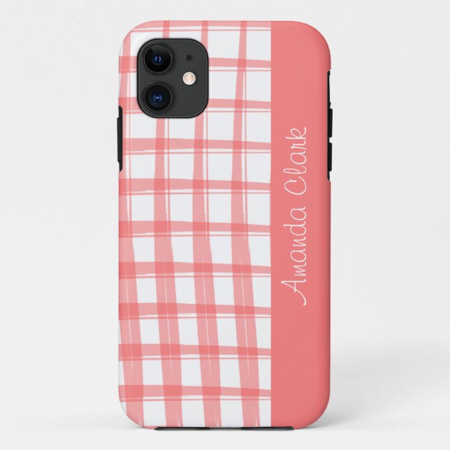 Einfach modernes rotes Gitterdesign Case-Mate iPhone Hülle (Rückseite)