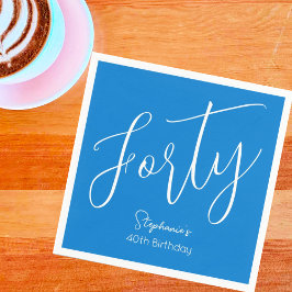 Einfach modernes Script Blue 40. Geburtstag Party Serviette