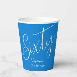 Einfach modernes Script Blue 60. Geburtstagsparty Pappbecher