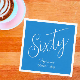 Einfach modernes Script Blue 60. Geburtstagsparty Serviette