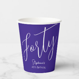 Einfach modernes Script Lila 40. Geburtstag Party Pappbecher