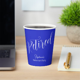 Einfach modernes Script Royal Blue Retirement Part Pappbecher