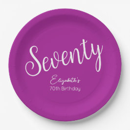 Einfach modernes Skript Dunkelrosa 70. Geburtstag Pappteller