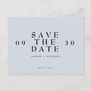 Einfach modernes Wedding Dusty Blue Save the Date Postkarte